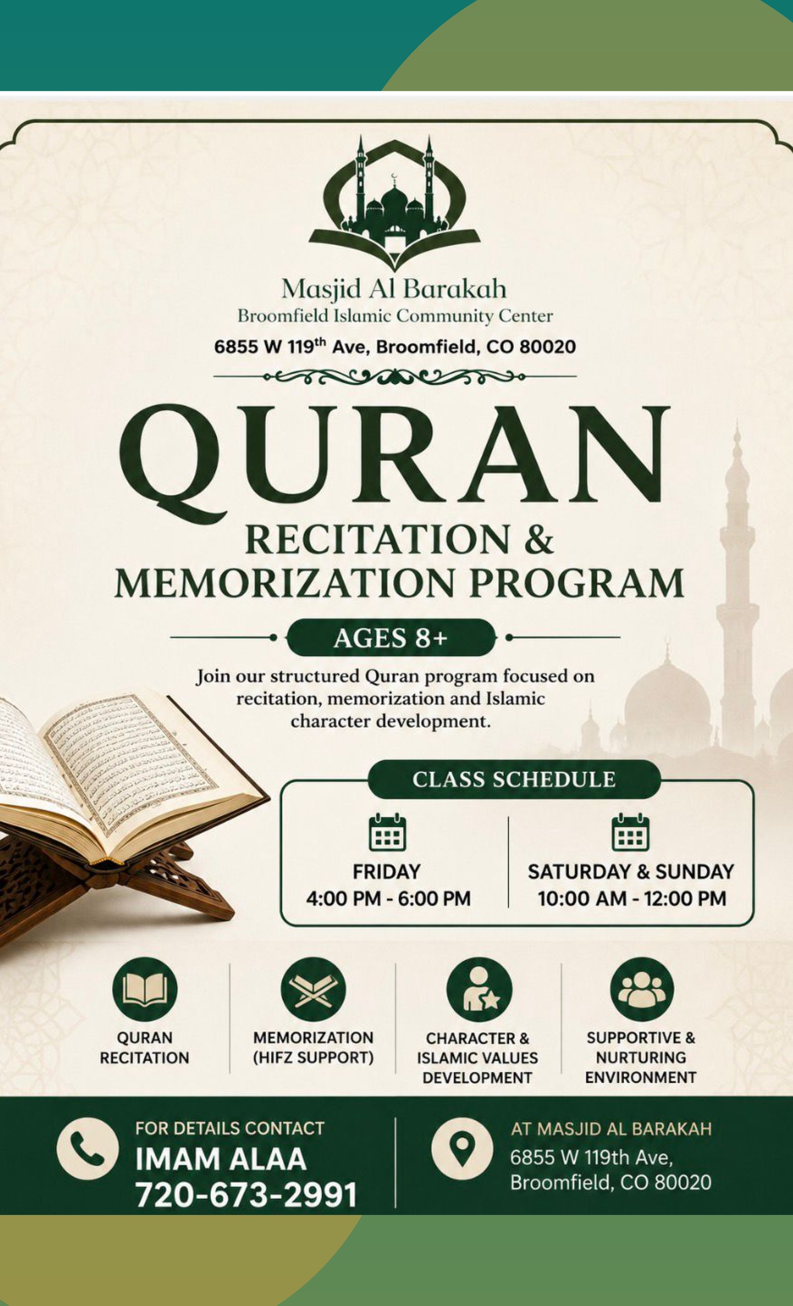 Quran Recitation & Memorization Program poster