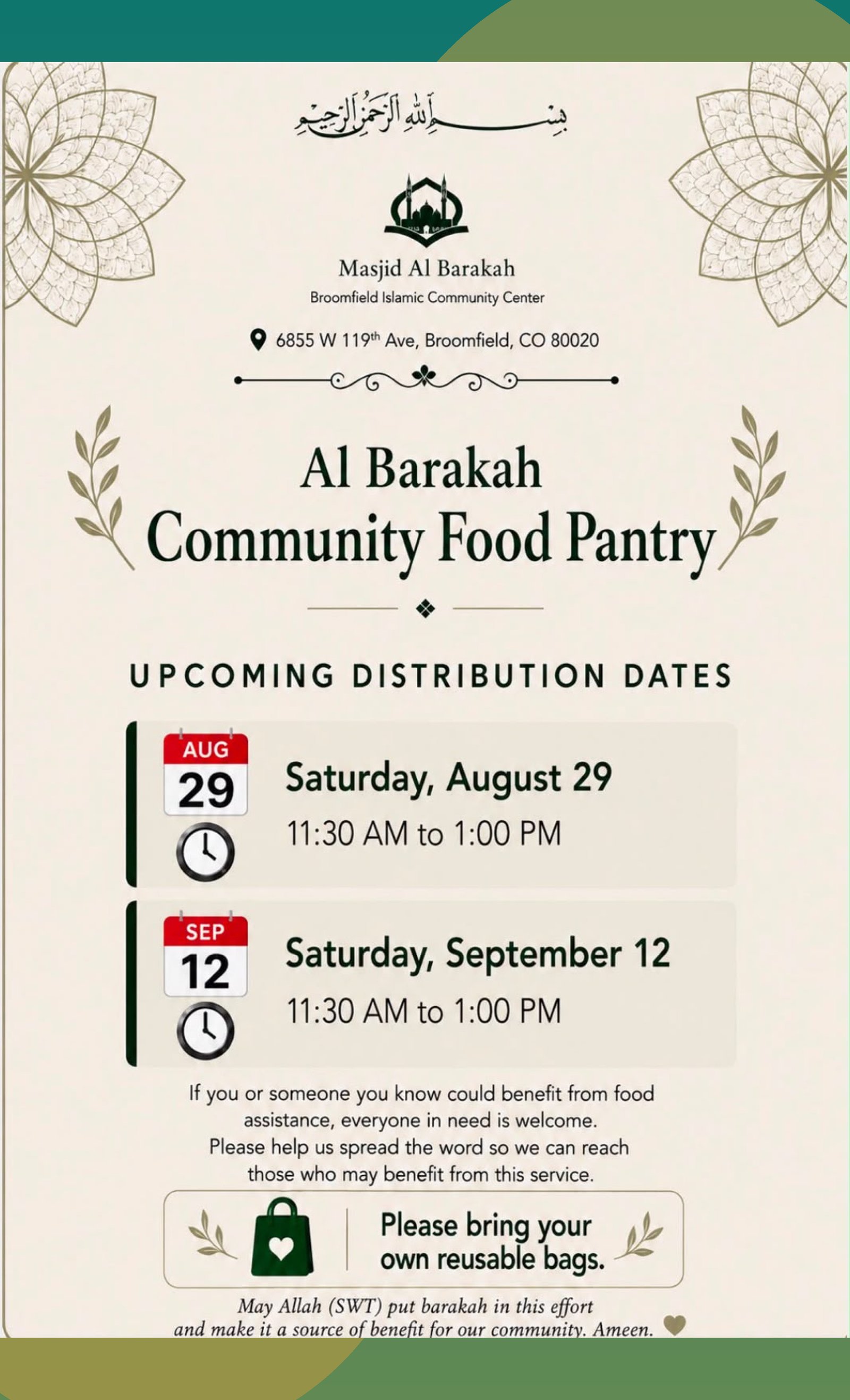 Al Barakah Community Food Pantry poster