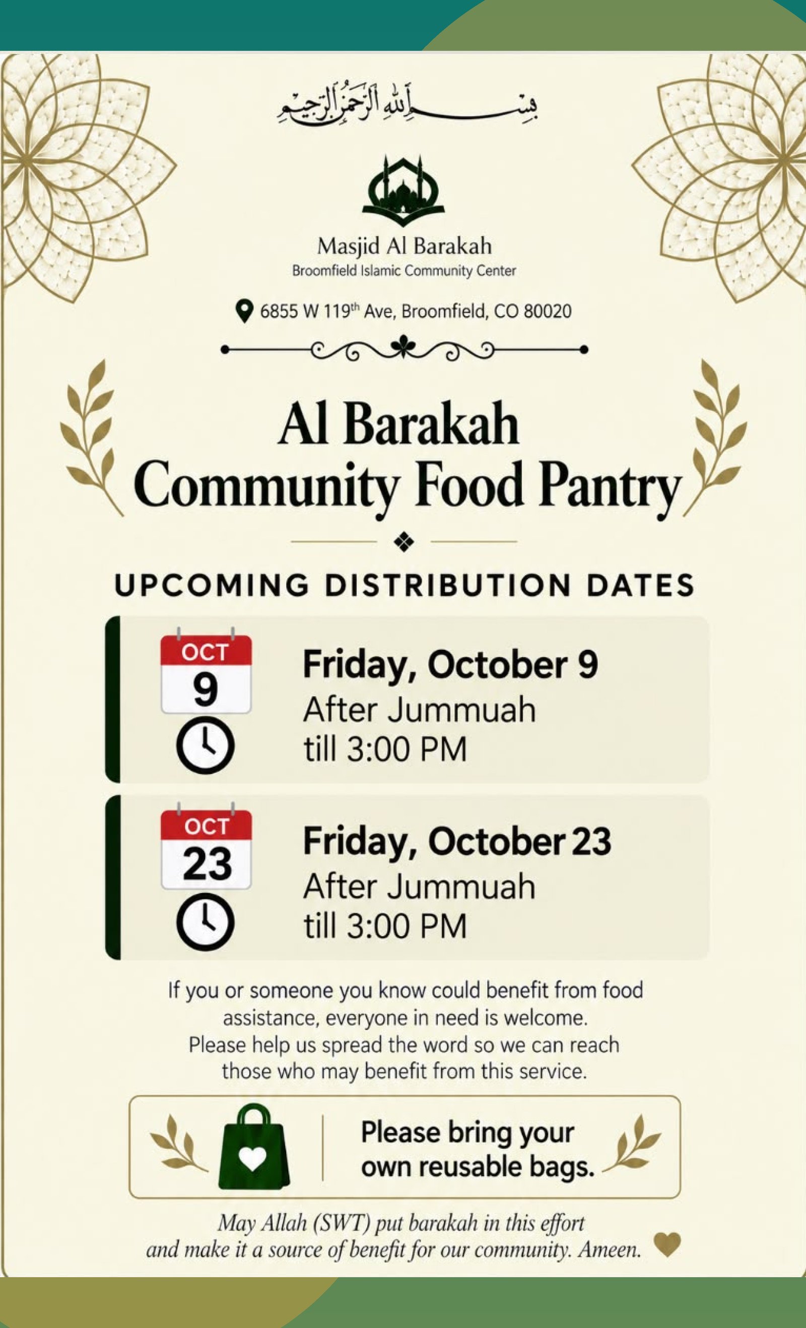 Al Barakah Community Food Pantry poster